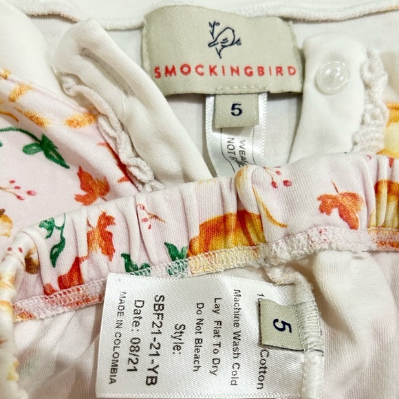 Smockingbird fall pumpkin print Pajama Set orange & White ruffle hems 5(girls) - Picture 7 of 7